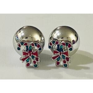Candy Cane Christmas Double Sided Earrings